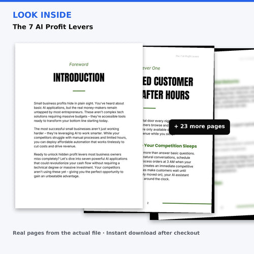 Look inside The 7 AI Profit Levers — real pages from the guide