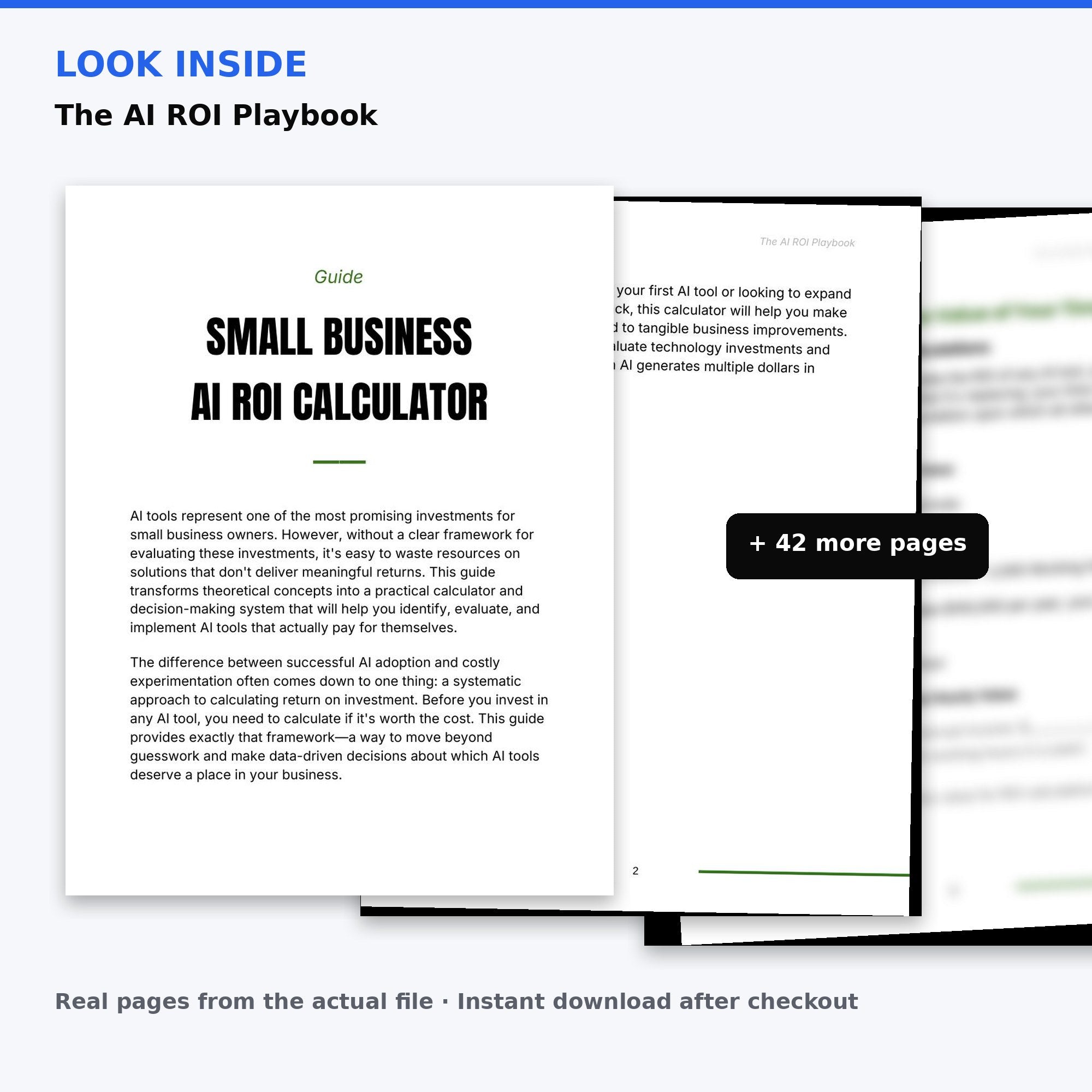 Look inside The AI ROI Playbook — real pages from the guide